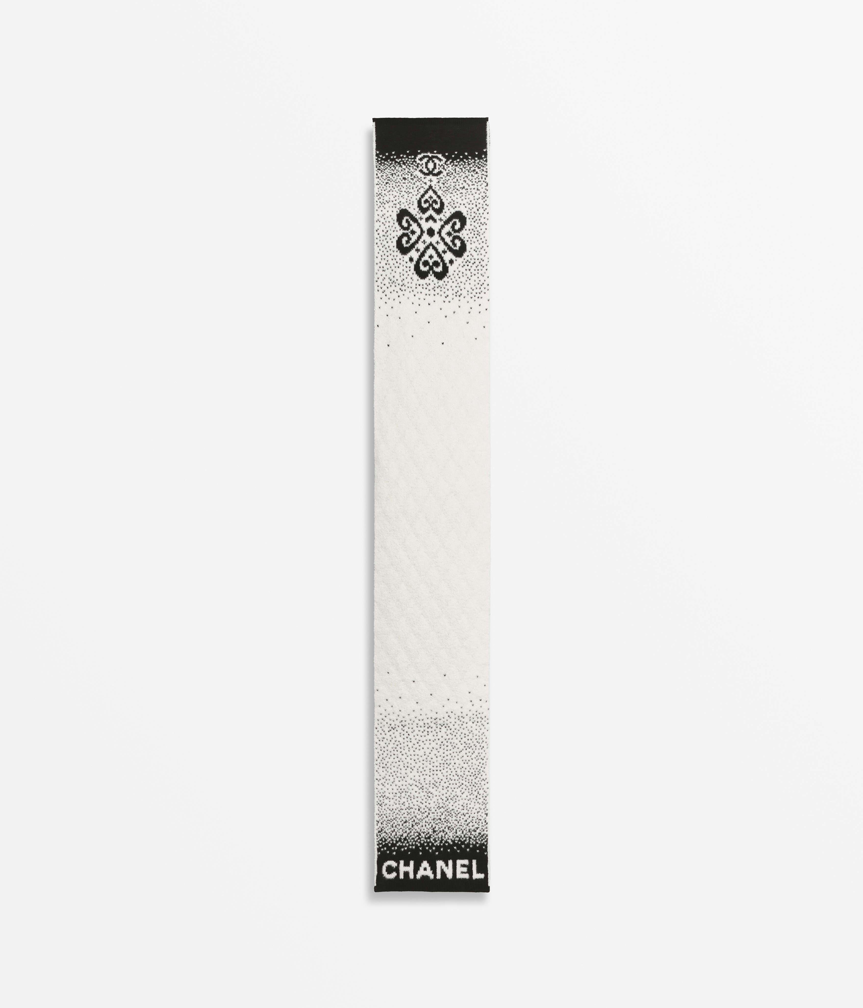 スカーフ - カシミヤ & ウール、ホワイト & ブラック — ファッション