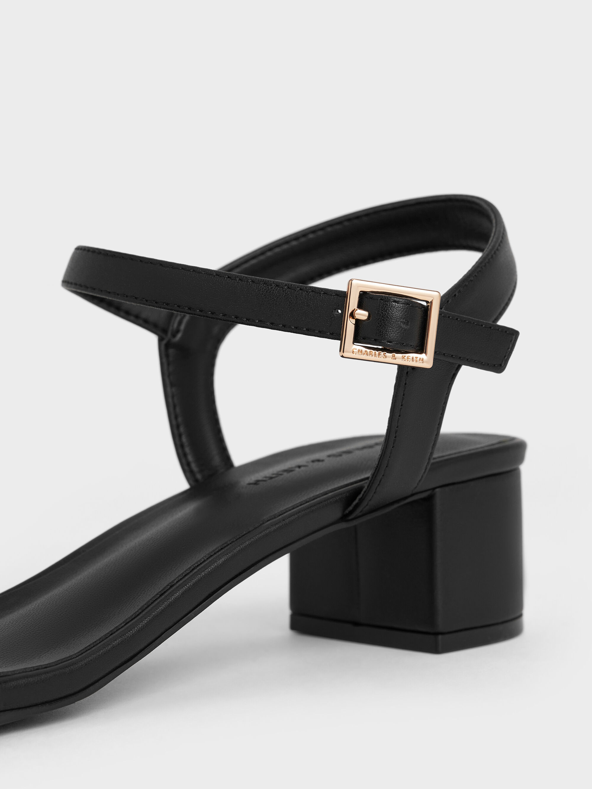 Black Alec Block-Heel Ankle-Strap Sandals - Black - CHARLES & KEITH US