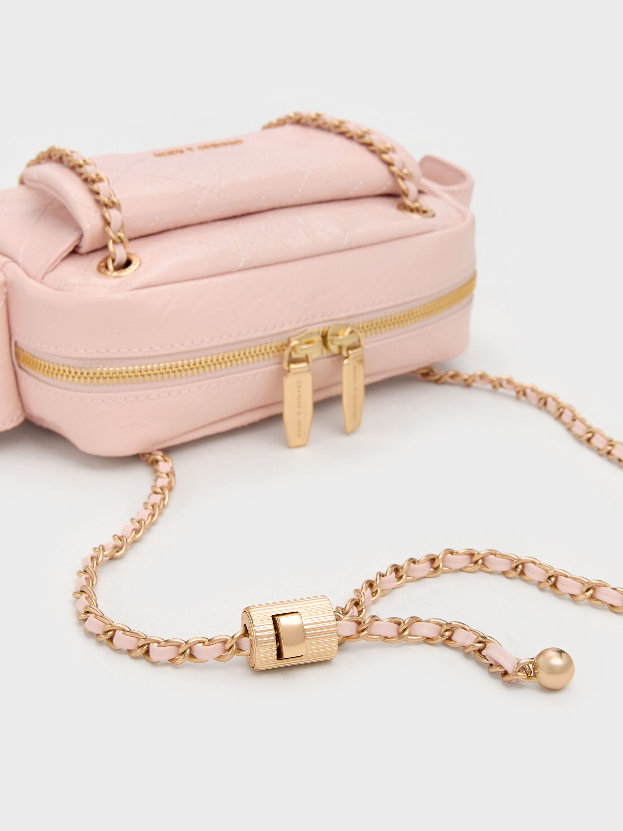 Soft Pink Duo Quilted Crossbody Bag - Soft Pink - CHARLES & KEITH US