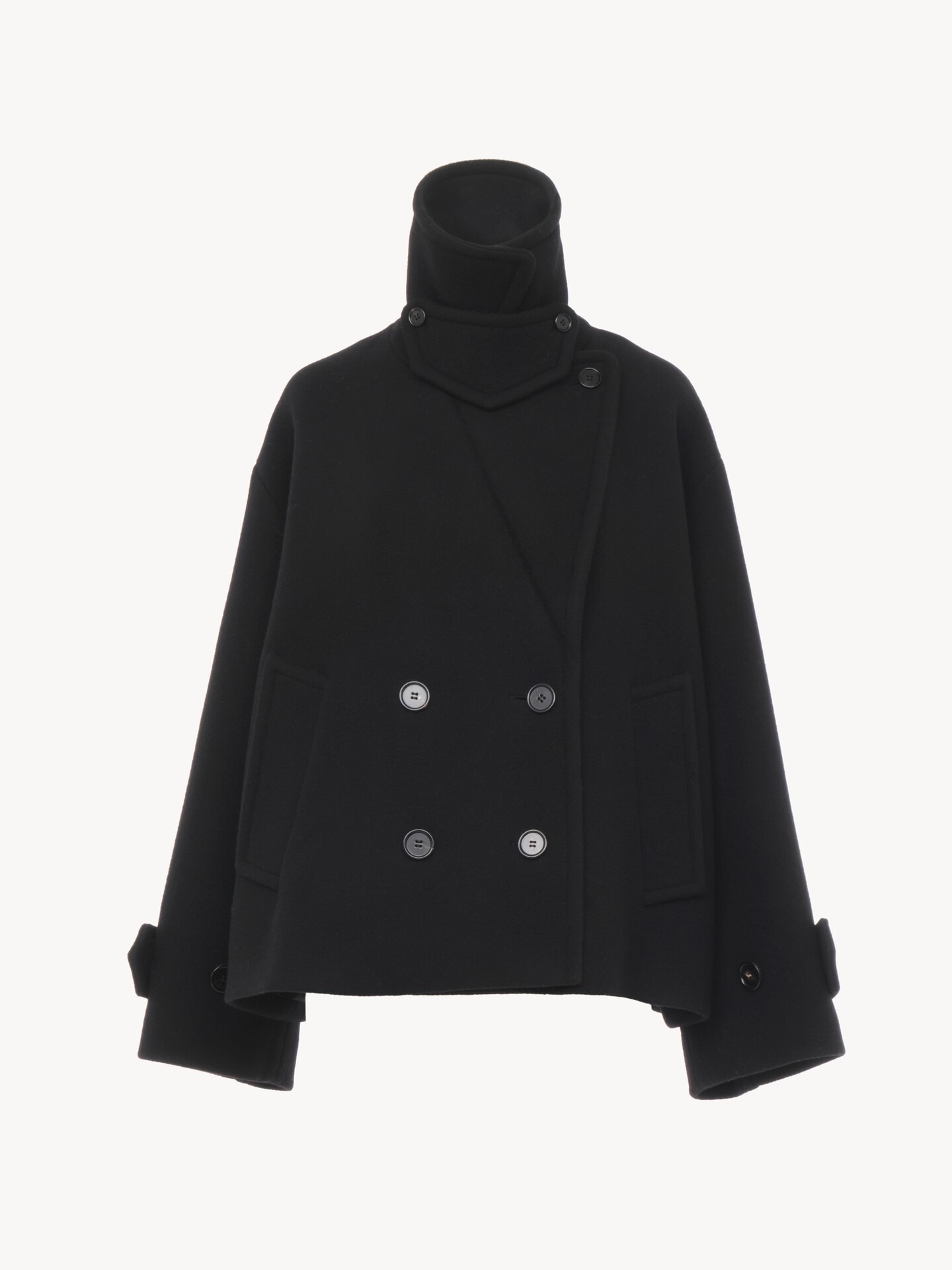 ウール製オーバーサイズ ショートコート 黒 - Chloé