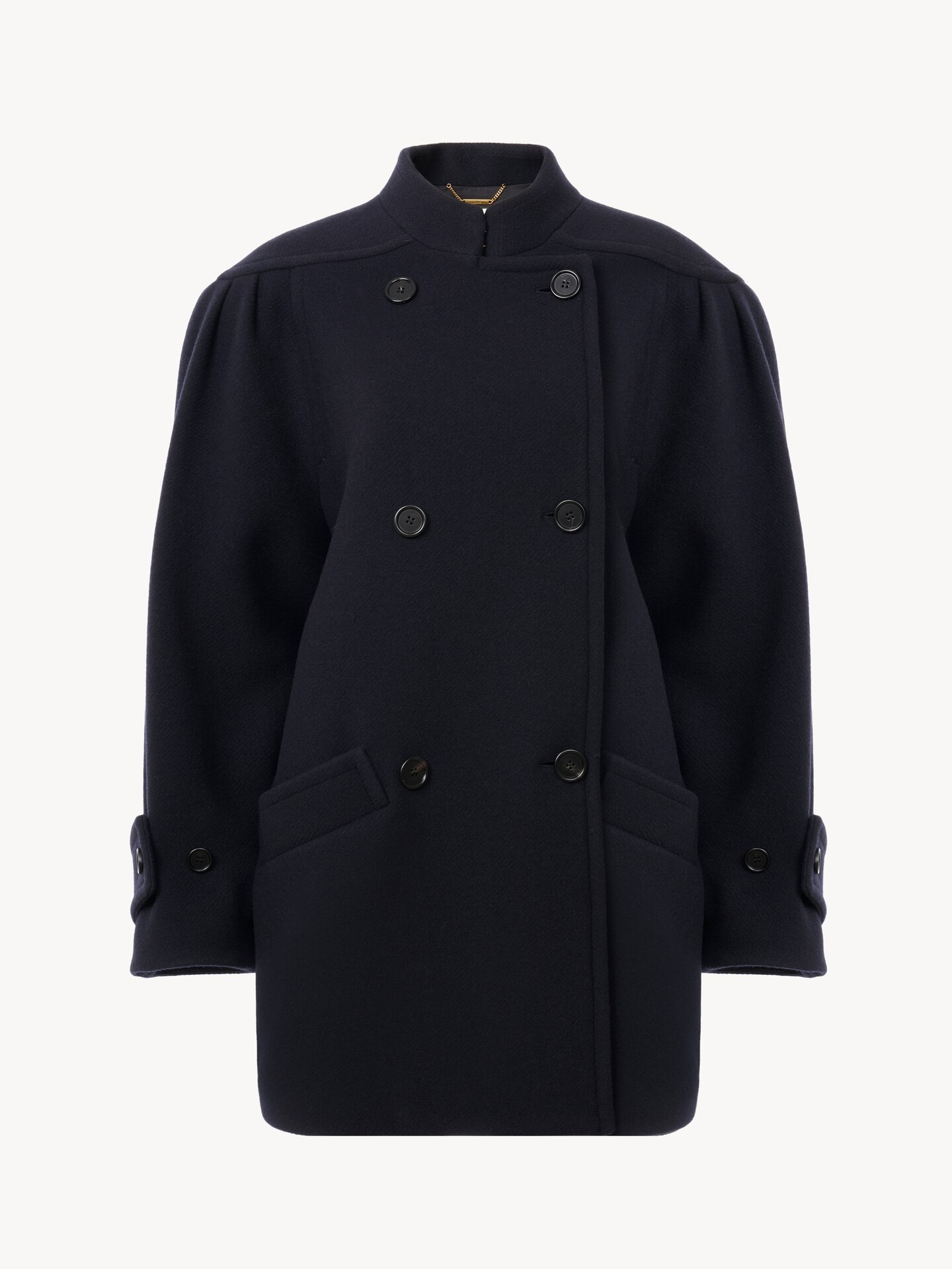 ウール製ハイネック ダブルブレストコート 青 - Chloé