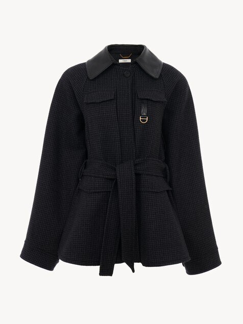 ウール製オーバーサイズ ショートコート 黒 - Chloé