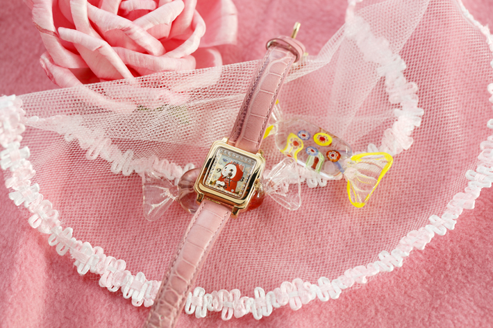 ワケあり】猫の腕時計 赤ずきん ピンクゴールド/ピンク｜猫グッズ・猫