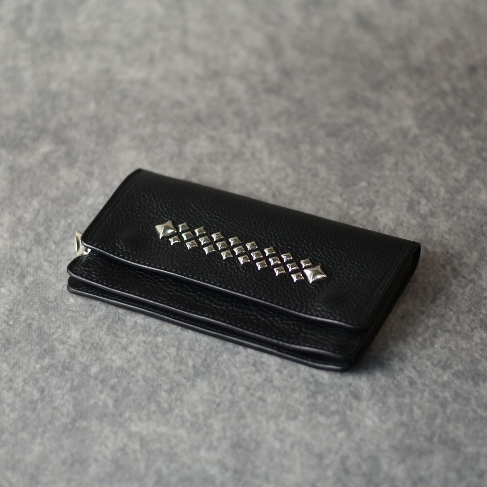 CALEE - STUDS LEATHER LONG WALLET (BLACK)｜スタッズ レザー ロング