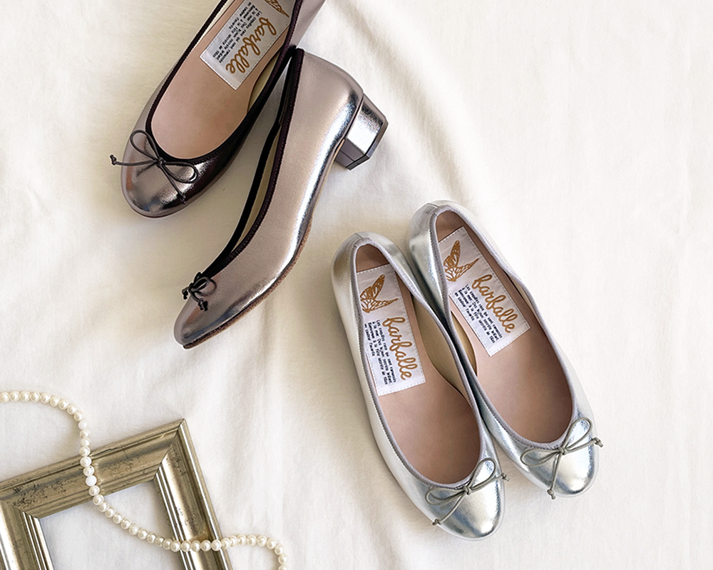 NEW】3cmヒールバレエ(メタル) / バレエシューズブランドのファル