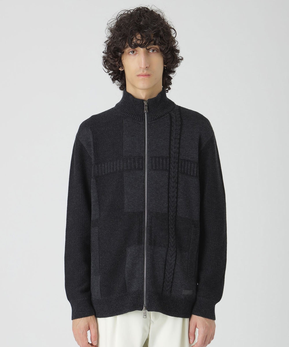 プレーティングカラーシャドーチェックドライバーズニット（ニット