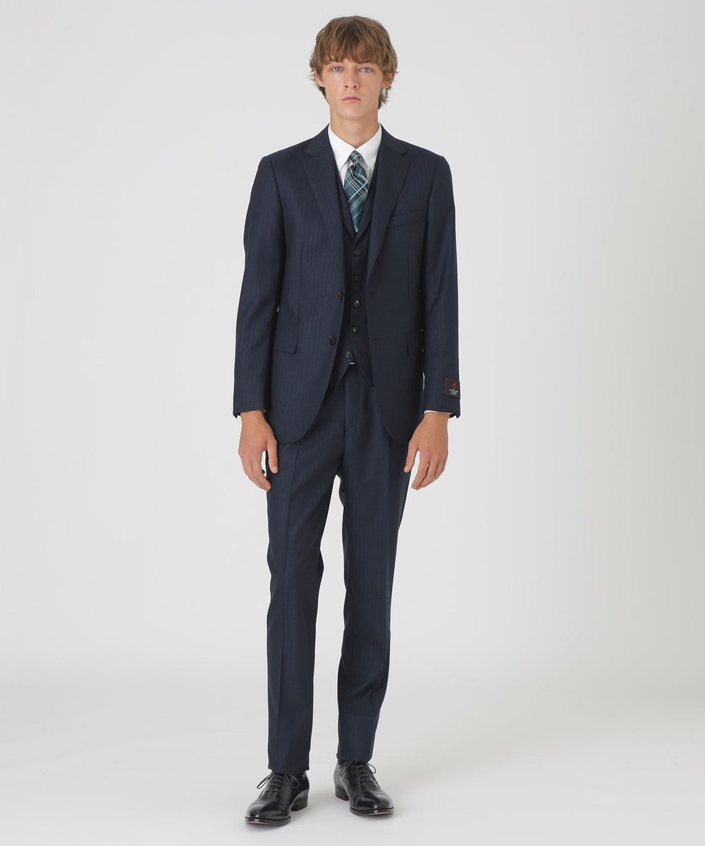 MIYUKIプルシャンブルーシャドーストライプスリーピーススーツ（スーツ