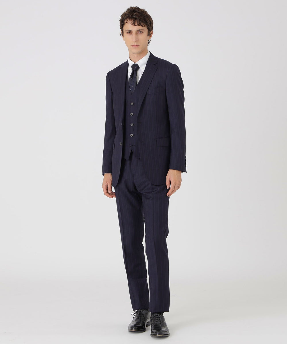 ネイビーオルタネートストライプスリーピーススーツ（スーツ）｜BLACK