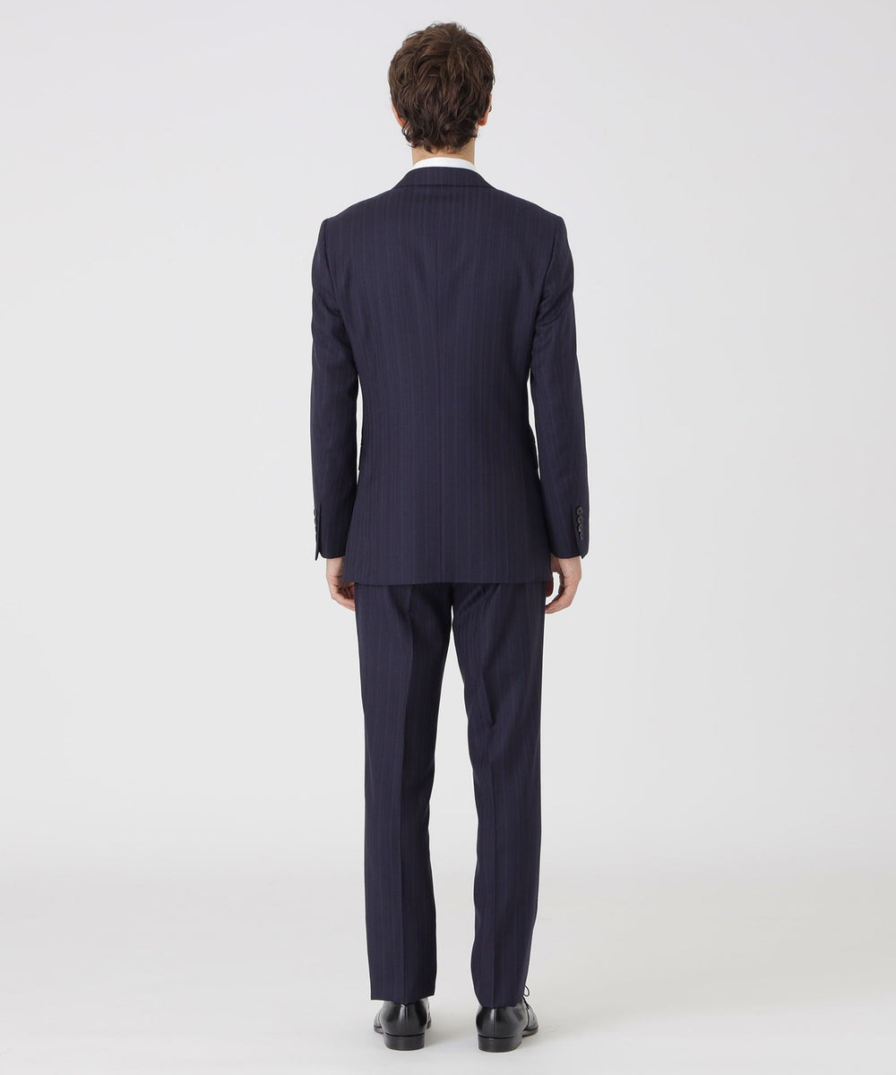 ネイビーオルタネートストライプスリーピーススーツ（スーツ）｜BLACK