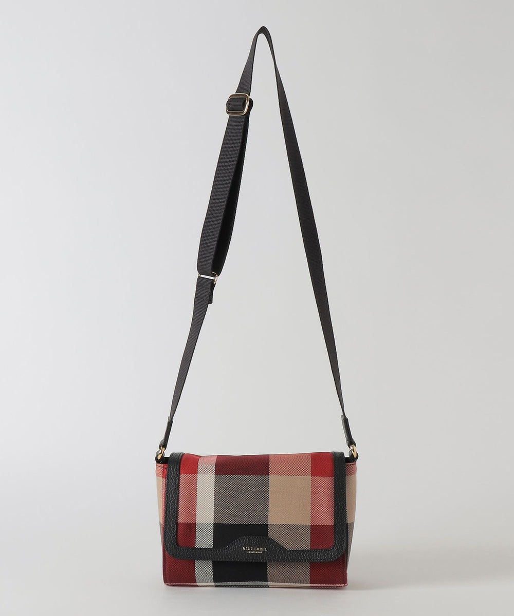 クレストブリッジチェックキャンバスかぶせショルダー（バッグ）｜BLUE