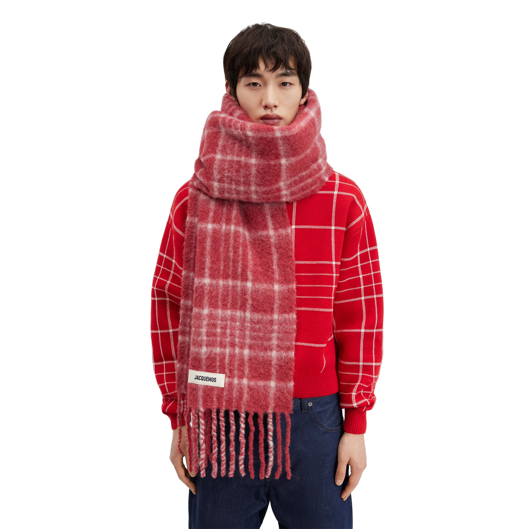 Jacquemus L'echarpe Carro Checked Red Scarf | 236AC572-5087-4AT