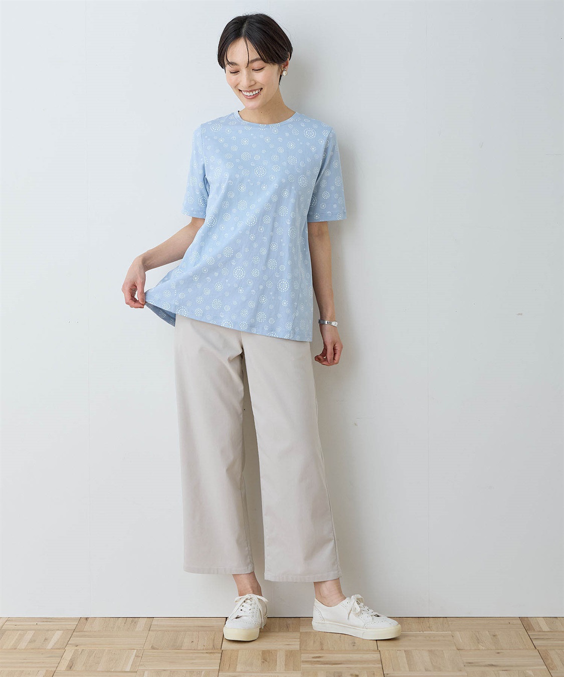 ひやさら】【UVカット】【友桝飲料コラボ】ドットロゴプリントTシャツ