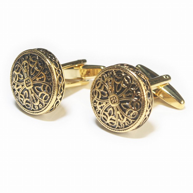 アンティークゴールドクロスデザインカフスボタン