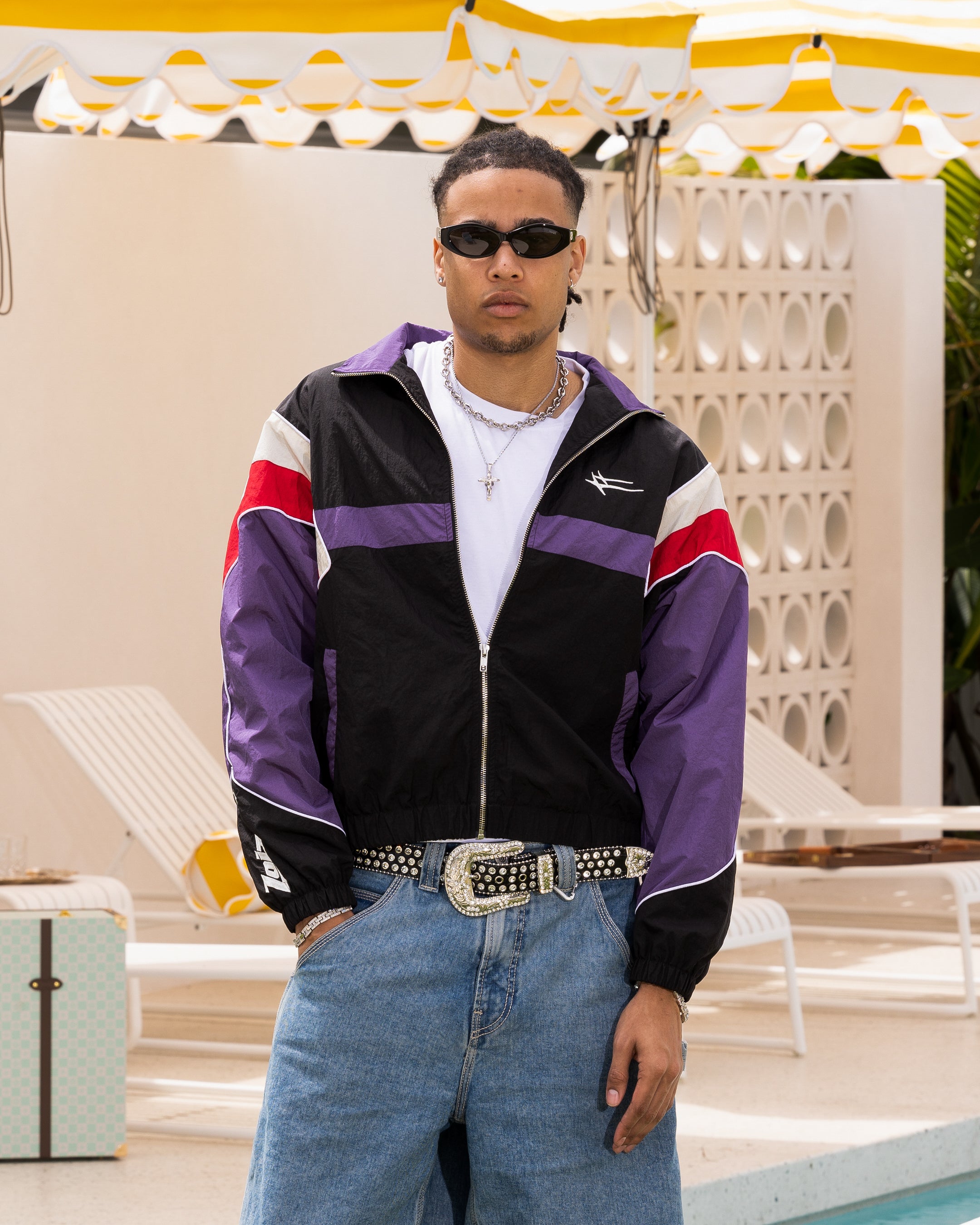 Loiter Axel Track Jacket Black/Purple | Culture Kings US