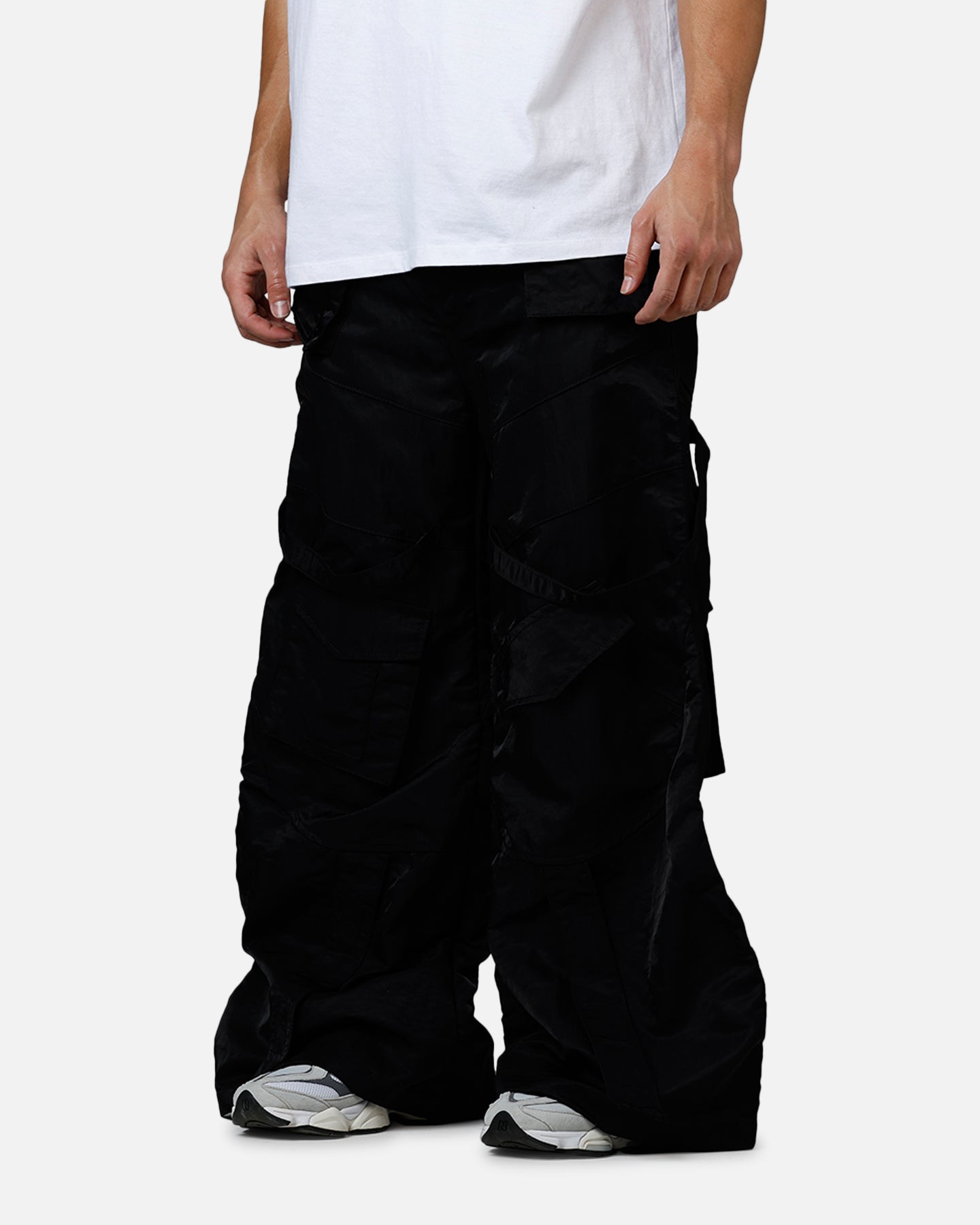 MNML Strap Up Raver Double Cargo Pants Black | Culture Kings US