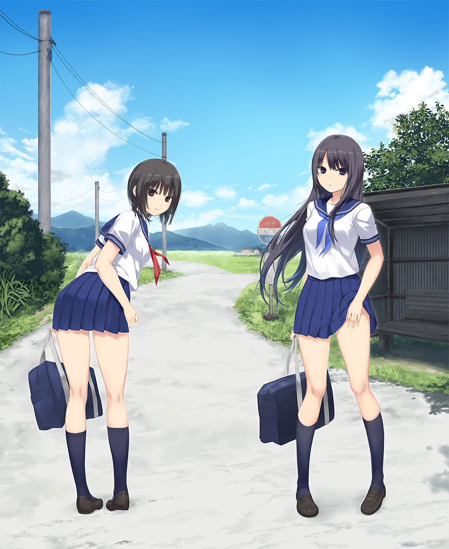 珈琲貴族先生]描き下ろしカーテン（青山澄香＆白峰莉花／セーラー服）