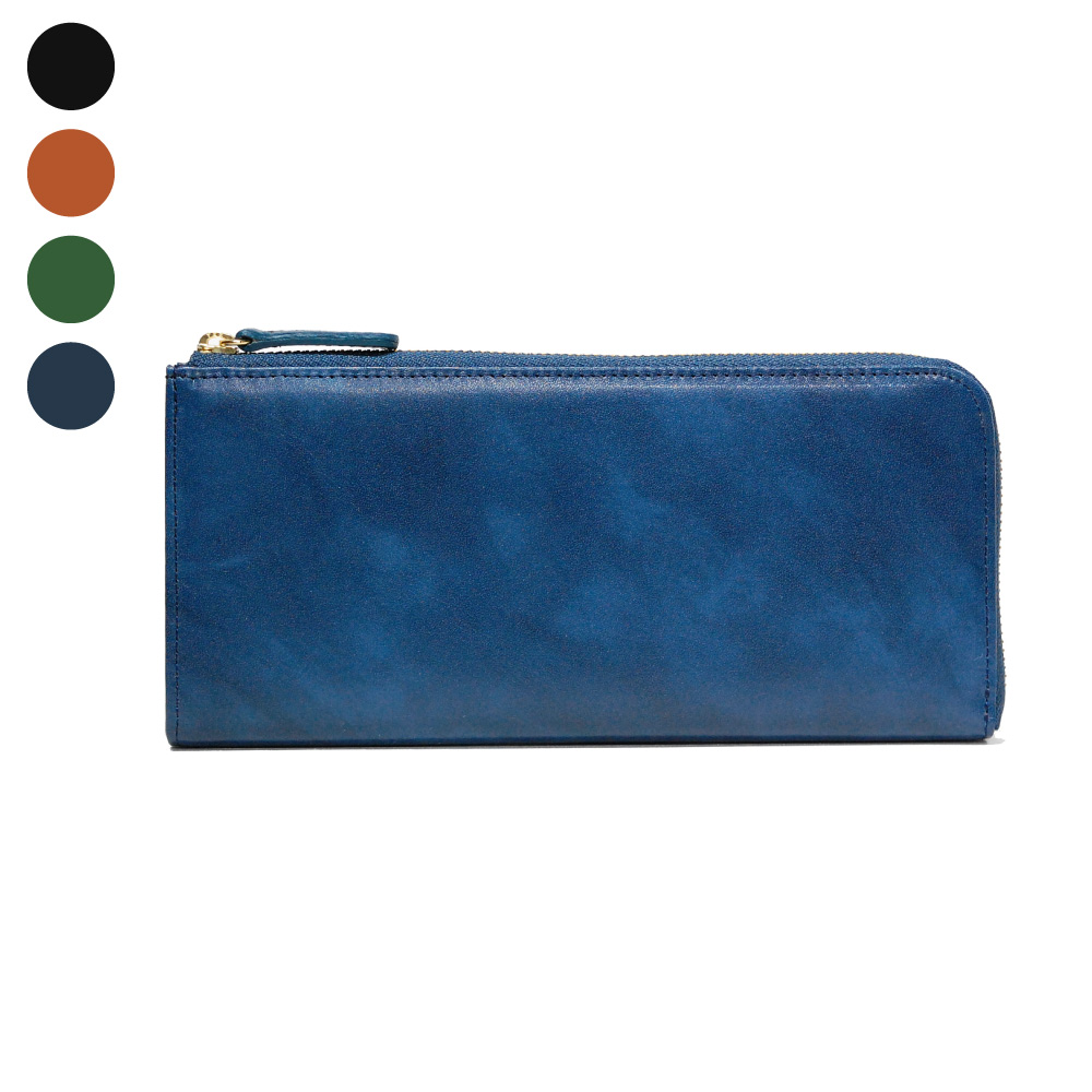 濃淡染めのレザーが美しいL字ファスナー長財布