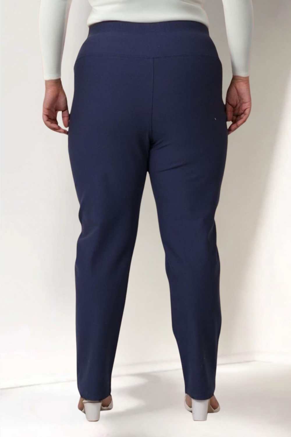 Buy Plus Size Denim Blue Crease Seam Tummy Tucker Pants Online For