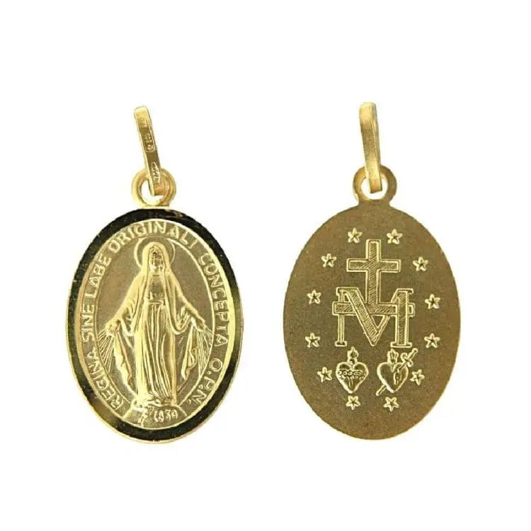 18k Gold Miraculous Medal with Polished border in 4 sizes – Amalia