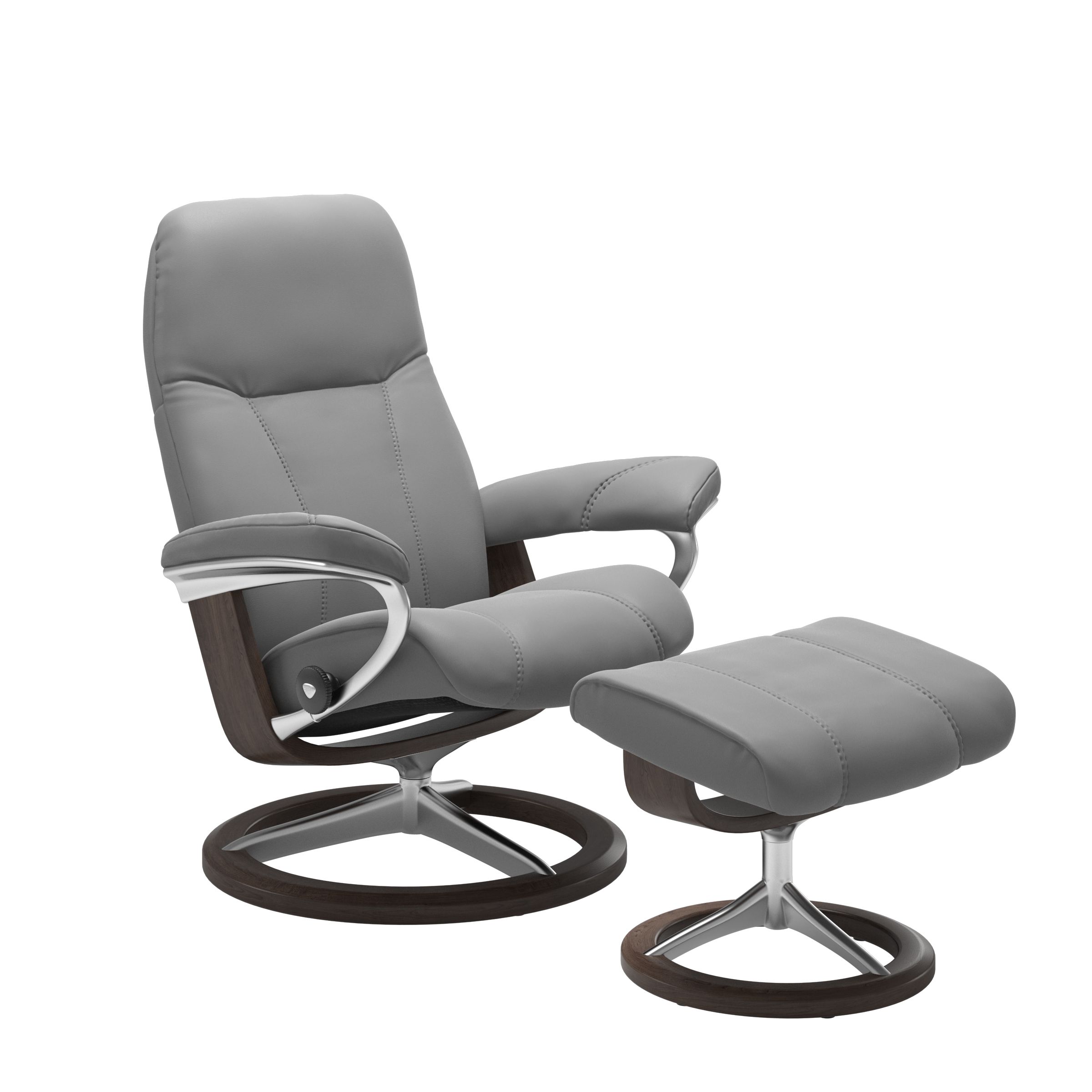 Stressless Consul Recliner & Ottoman - Signature & Cross Base
