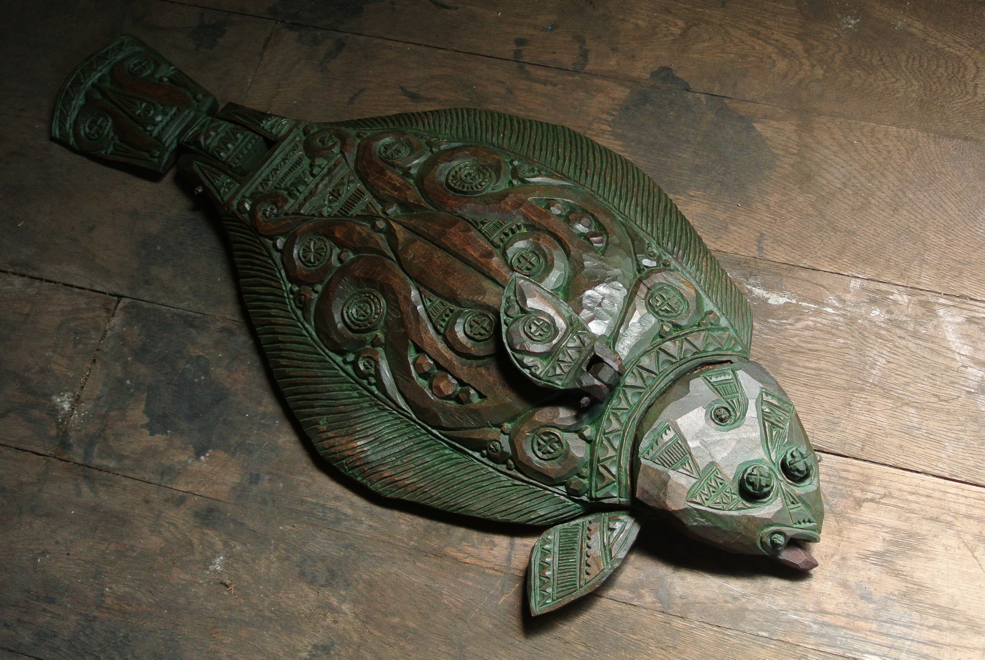 砂澤ビッキ 『樹鰈』 木彫 - アンティーク雑貨・古道具の札幌