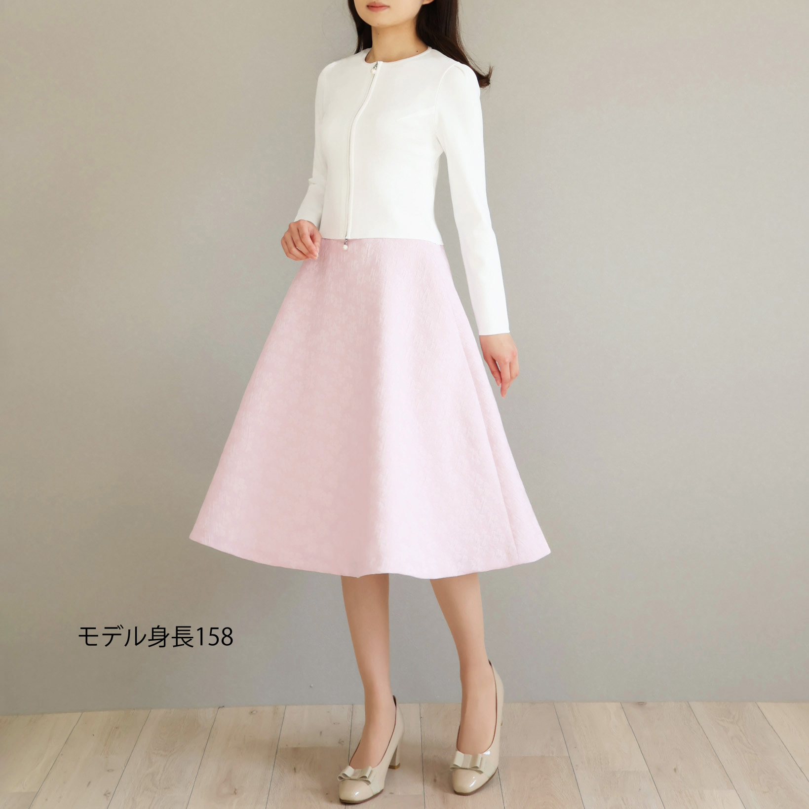 フラワーふくれジャガード フレアスカート【JM1281BD】 商品詳細