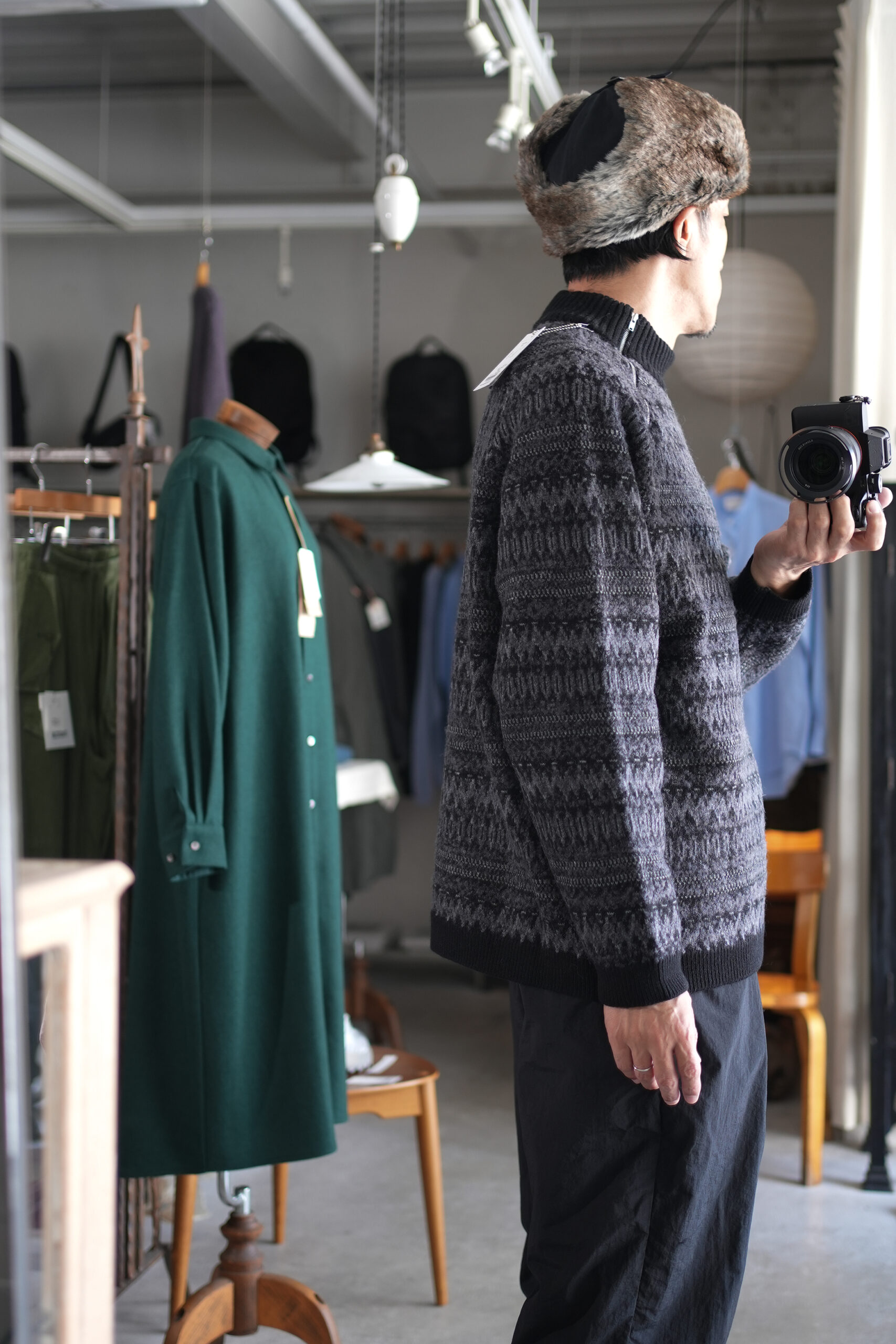 White Mountaineering」NORDIC PATTERN ZIP PULLOVER | ANOTHER LOUNGE
