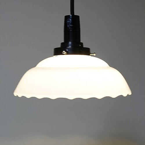 ガラスシェードライト傘型 9901レトロ シンプル 照明 切子入り 乳白 色