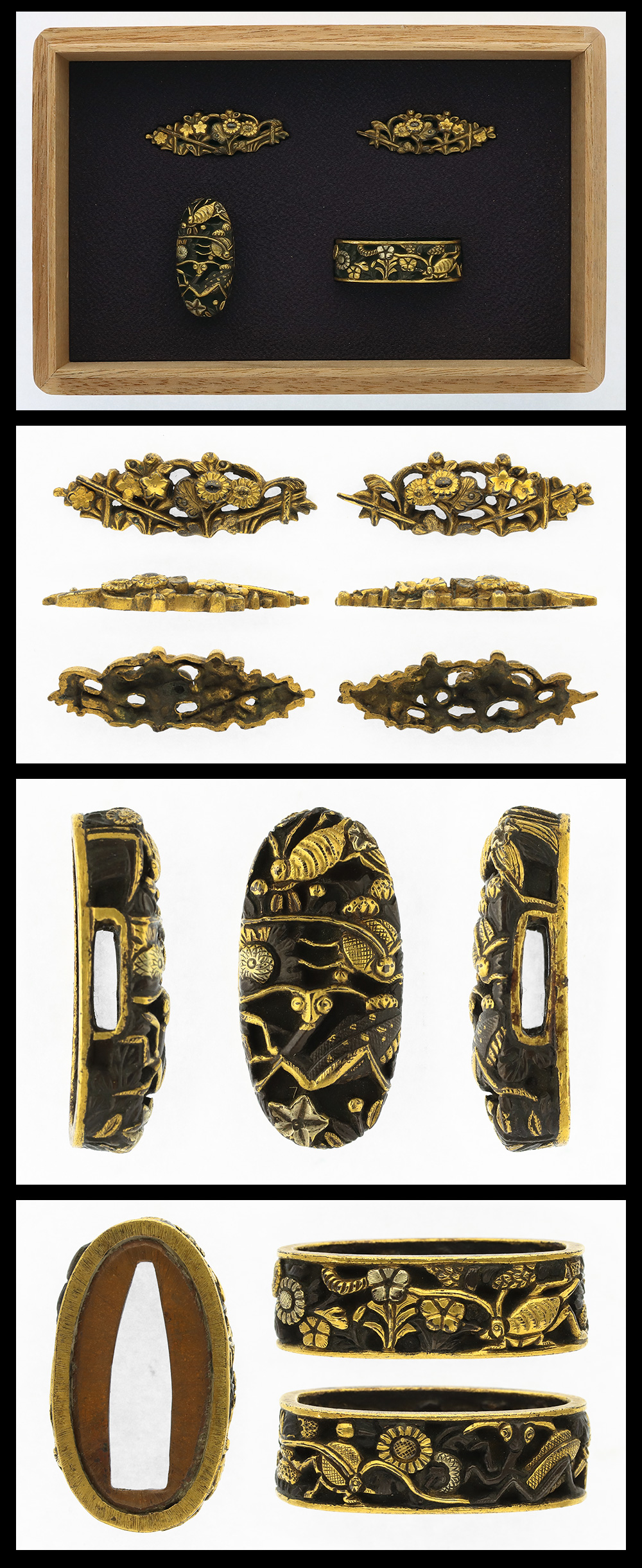 揃金具(縁頭、目貫）: 無銘：秋草図 | 日本刀販売の葵美術