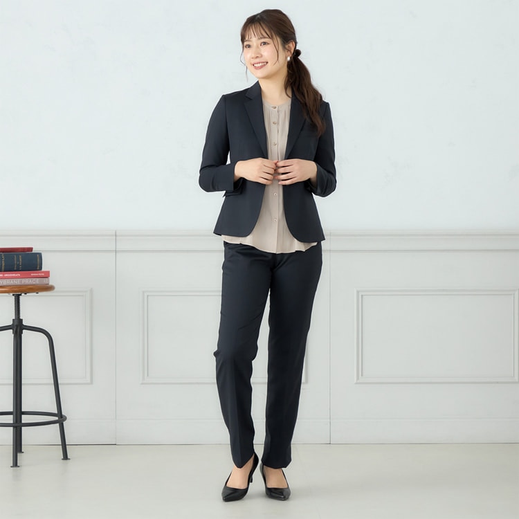 アウトレット】洗えるスーツ ストレッチ ストレートパンツ 紺シャドー