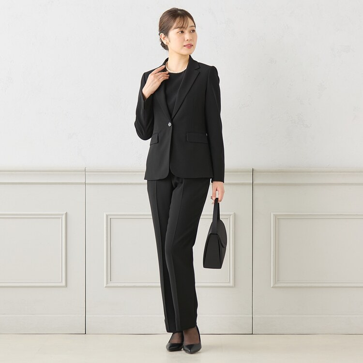 3点セット】洗えるテーラードジャケット ペプラムブラウス付き パンツ