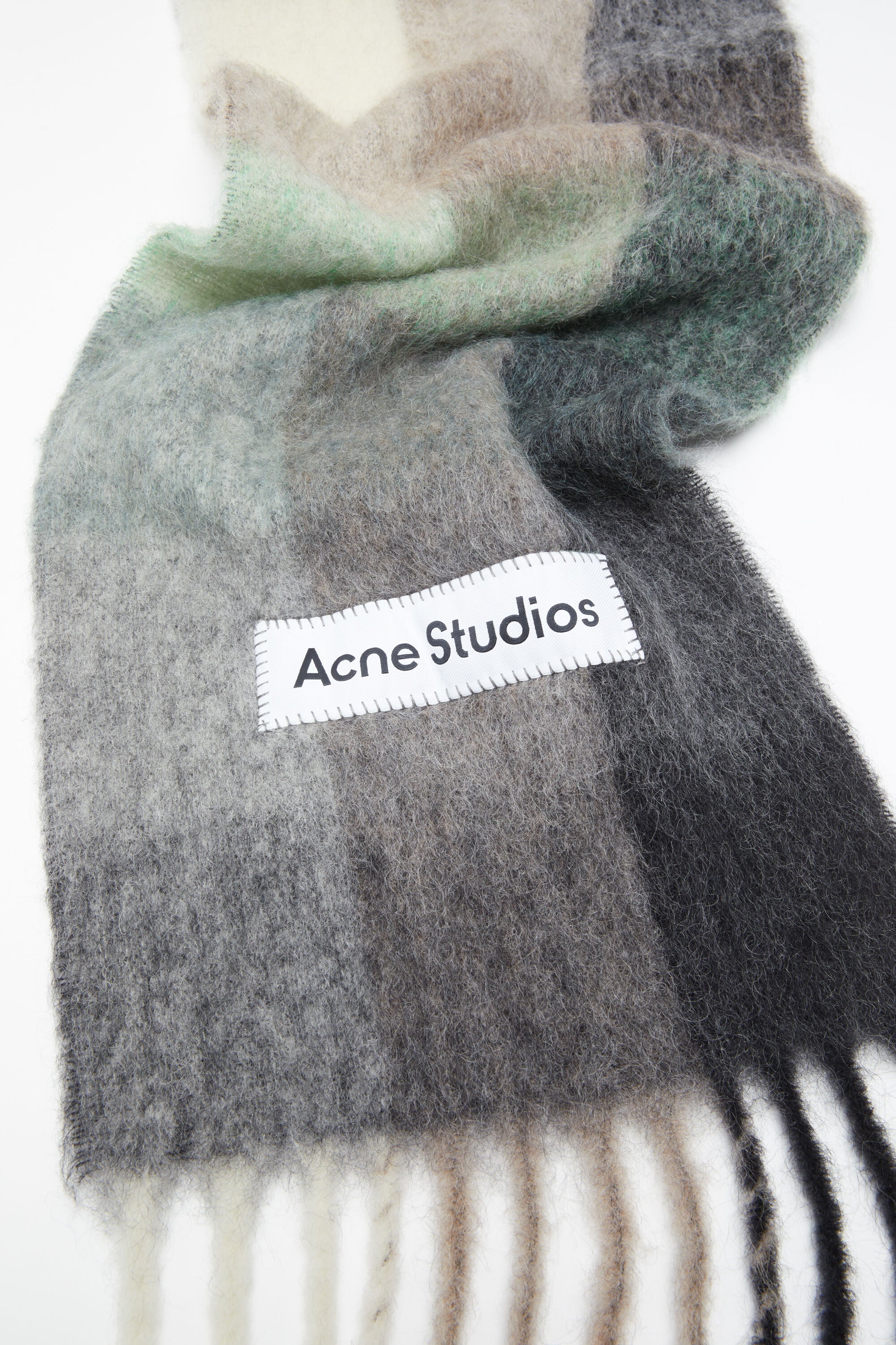 Acne Studios - モヘアチェックスカーフ - グリーン/グレー/ブラック