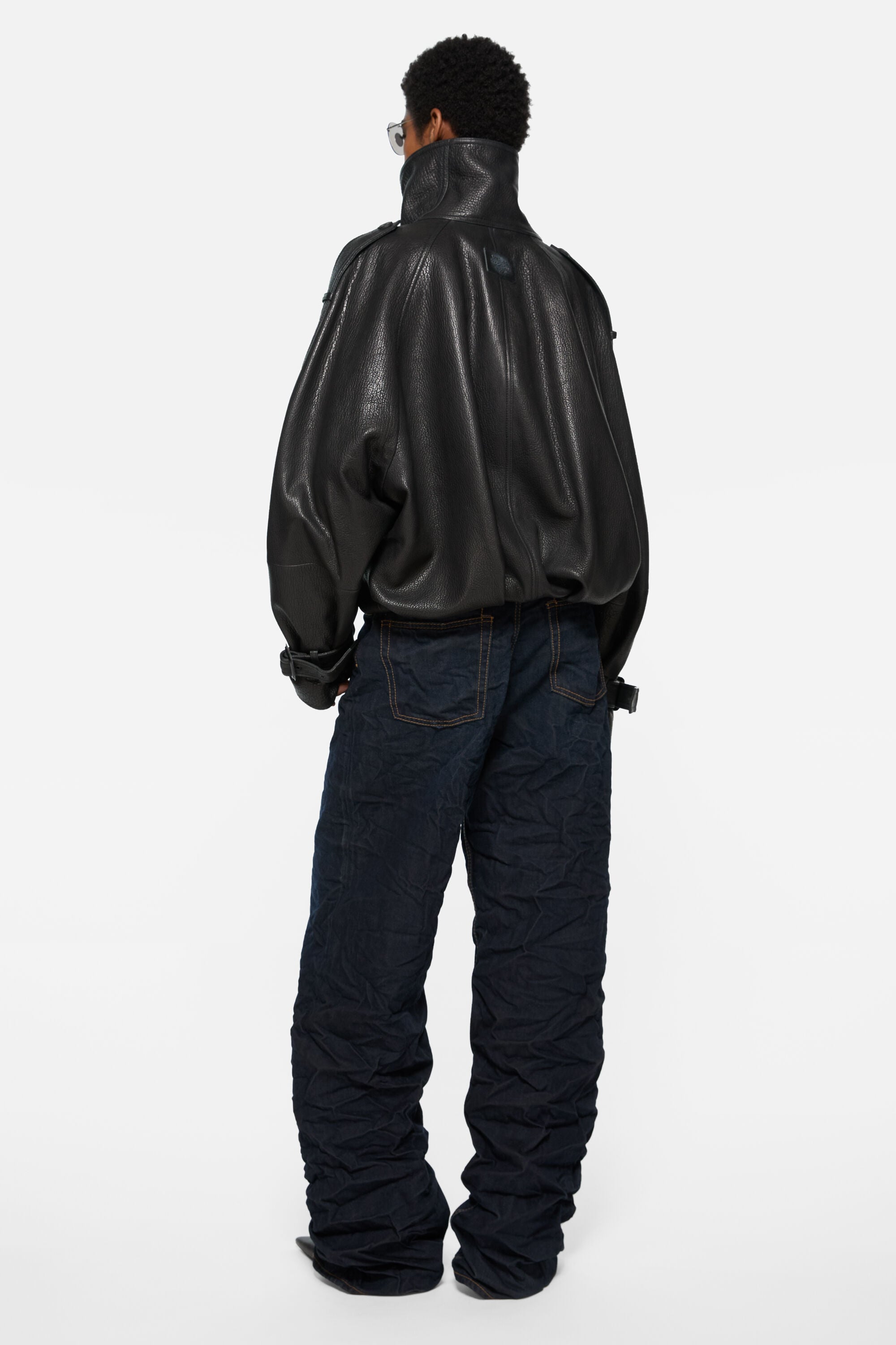 Acne Studios - クロップドレザートレンチコート - ブラック