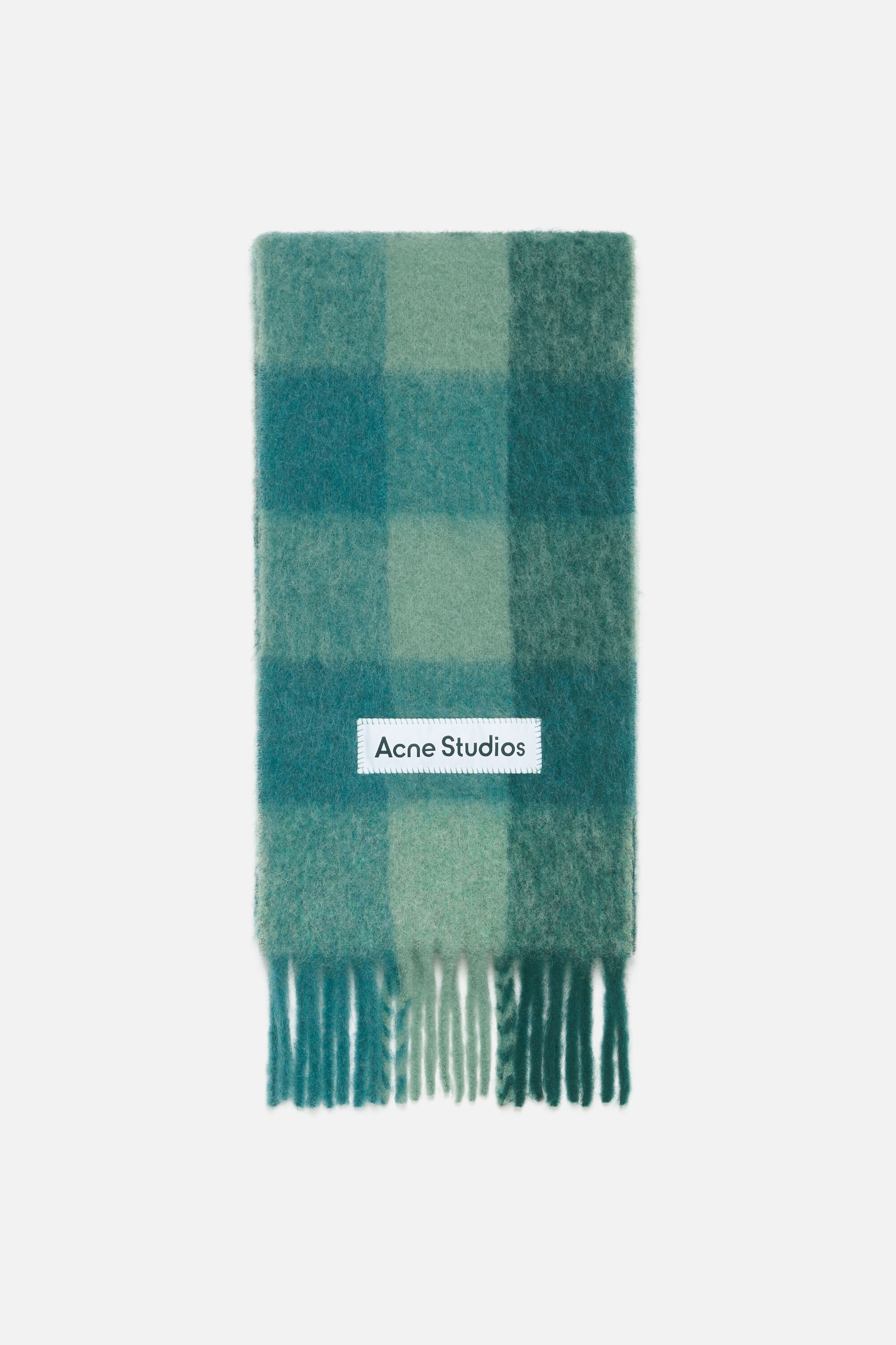 Acne Studios - モヘアチェックスカーフ - ティール/グレー/グリーン