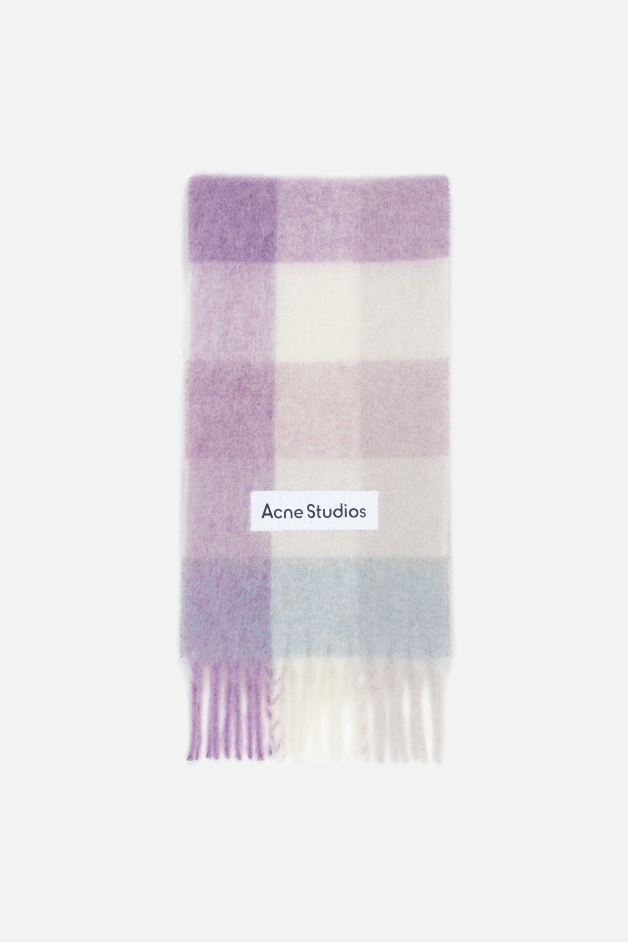 Acne Studios - Mohair checked scarf - Turquoise/Grey/Mint Green