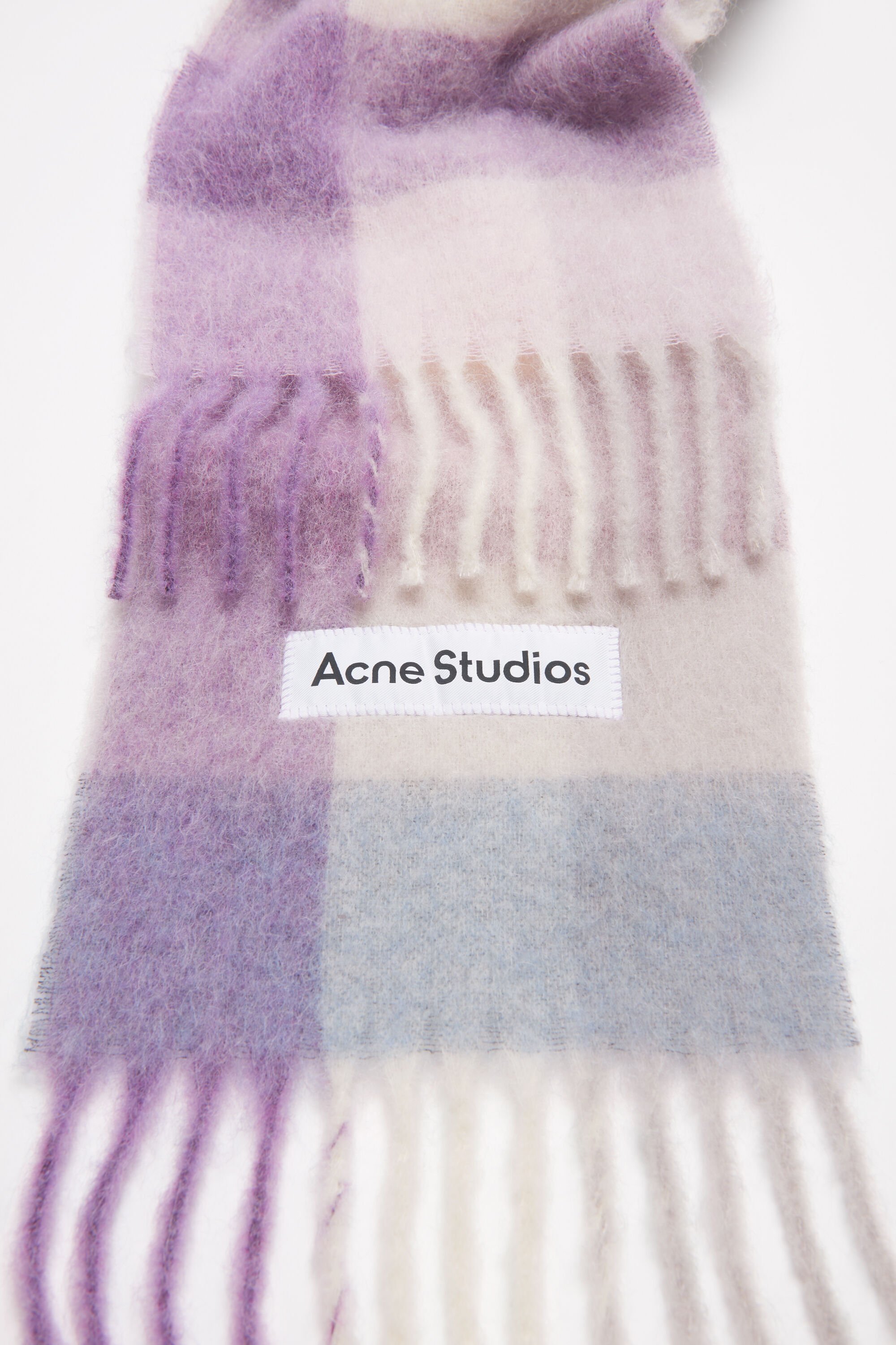 Acne Studios - Mohair checked scarf - Lilac/white