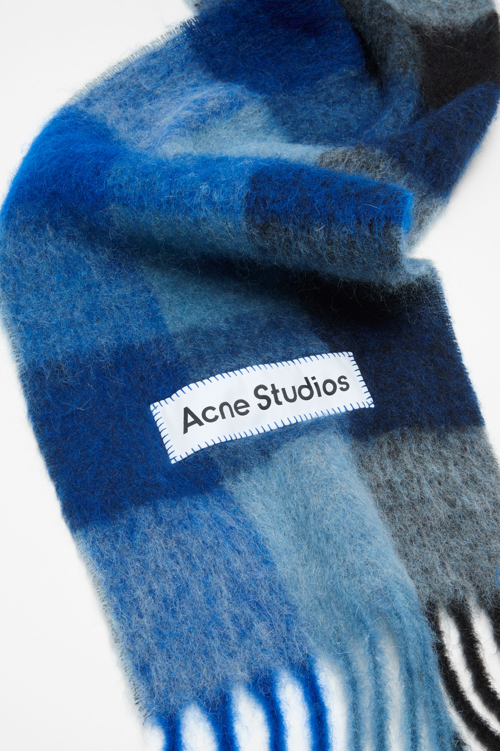 Acne Studios - Mohair checked scarf - Dark Navy/Black/Blue