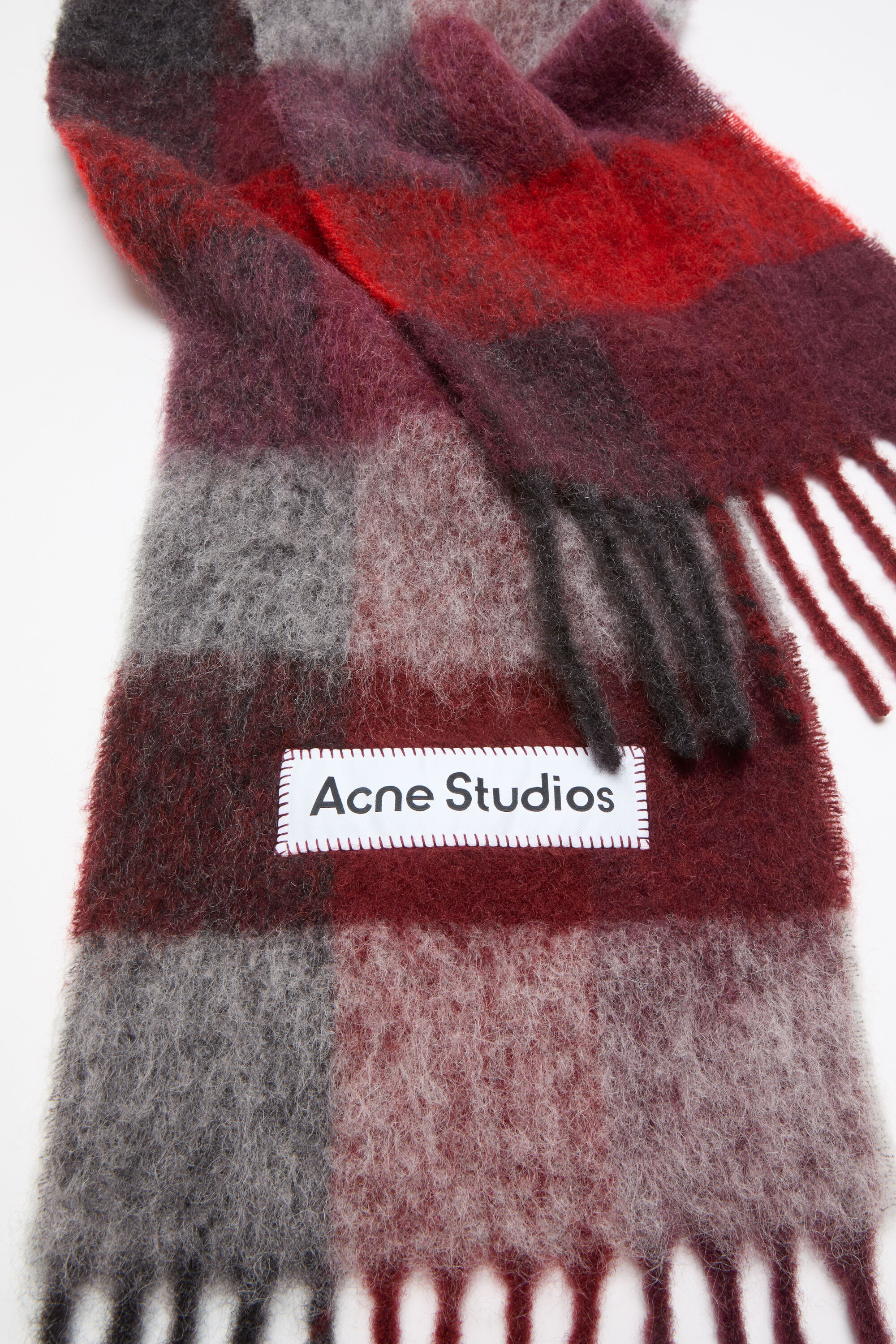 Acne Studios - モヘアチェックスカーフ - レッド/ブラック