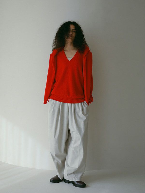 ETRE TOKYO - Vネックカシミヤニットプルオーバー RED レディース