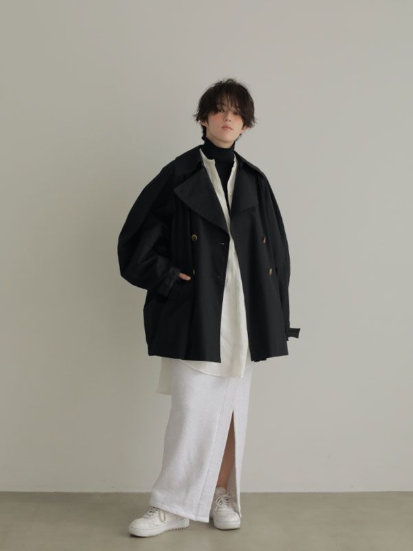 ETRE TOKYO - コーティングショートトレンチコート - BLACK | ADDICT