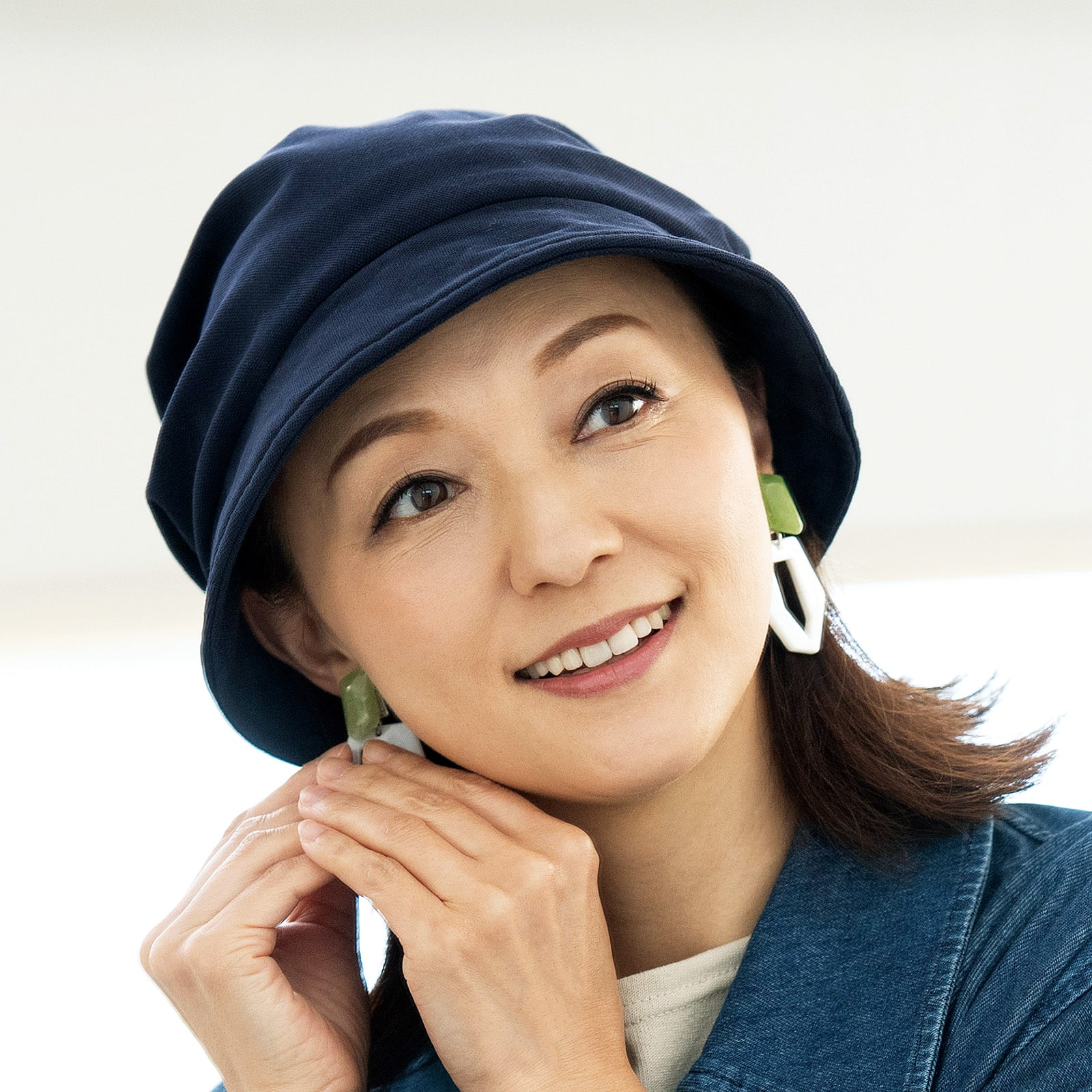 医療用（脱毛時用）帽子・裏メッシュ付きバケットハット（ネイビー