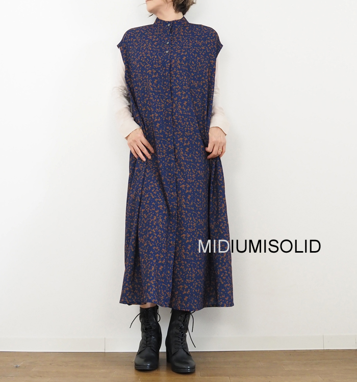 MIDIUMISOLID ミディウミソリッド バンドカラープリントコクーン