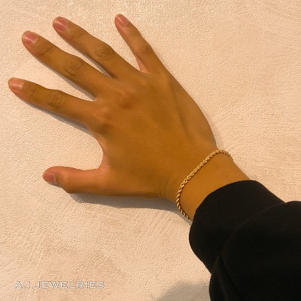 18金 ロープ ブレスレット 18cm 3mm 幅 / K18 Rope bracelet 18cm 3mm