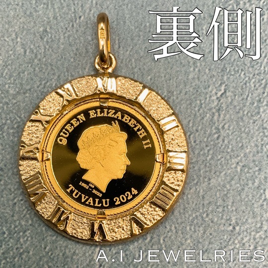 18金 24金 エンジェル 1/25oz コイン ペンダント ローマ数字枠 / K18