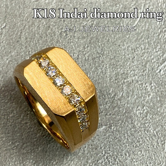 18金 印台 ダイヤモンド リング / K18 Indai diamond ring 品番kr