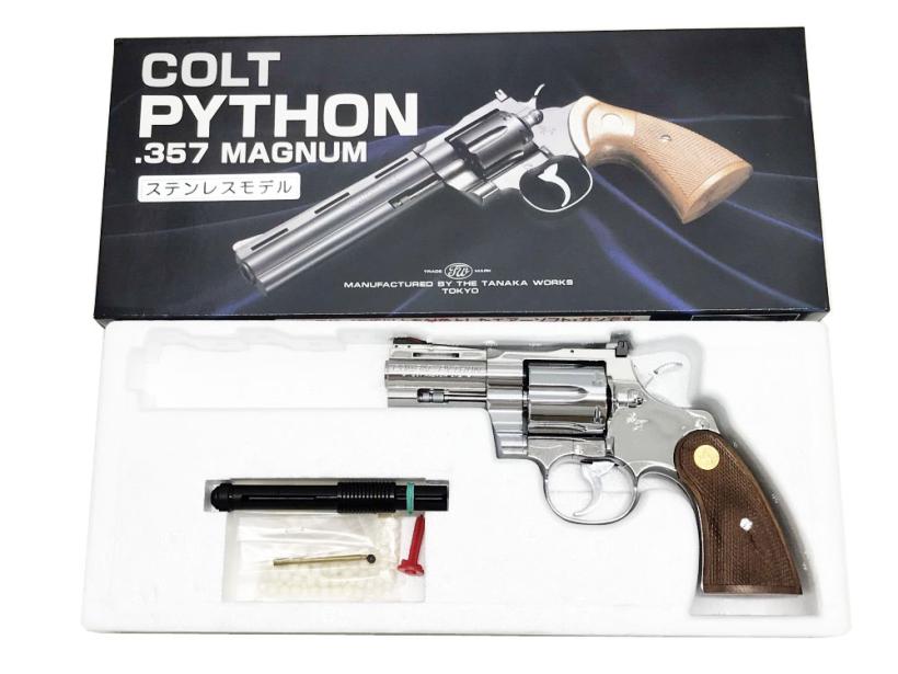 タナカ] コルトパイソン 357マグナム 3インチ ステンレス 木製グリップ