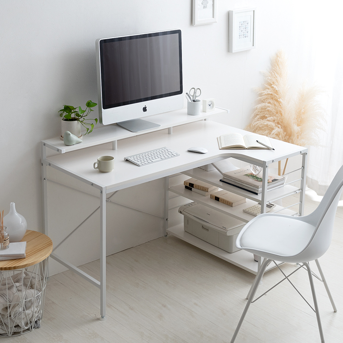 120cm幅タイプ] L字デスク merrily(メラリー) ディスプレイ棚付き