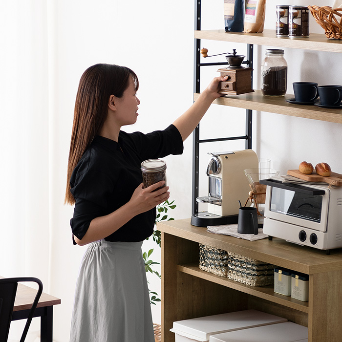 アイアンフレーム食器棚 Markus(マルクス) 幅90cm 棚板タイプ | 家具