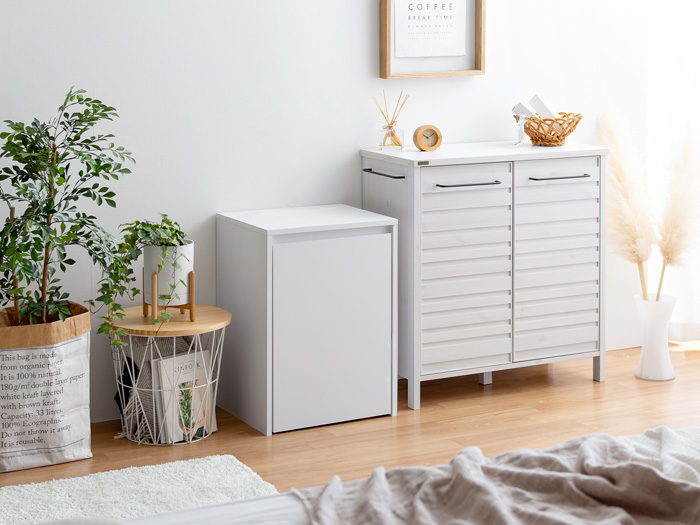 ホワイトコンパクトドレッサー Lapin(ラパン) 座面下収納チェア付き