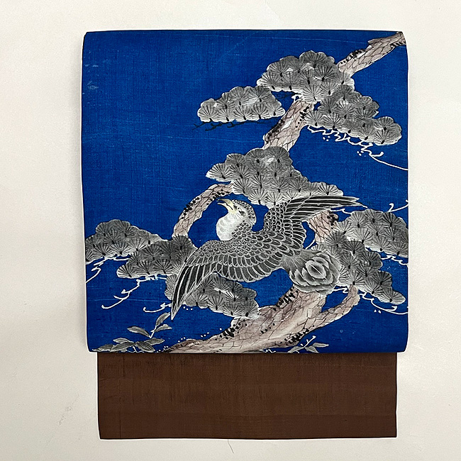 老松に鷹文様染め名古屋帯 帯22-10-02ご売約済 | アンティーク着物の灯屋2